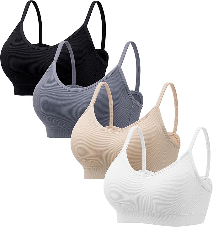 Pack de 4 Sujetadores Deportivos sin Aros HBselect – Confort y Sujeción Diaria para Mujer